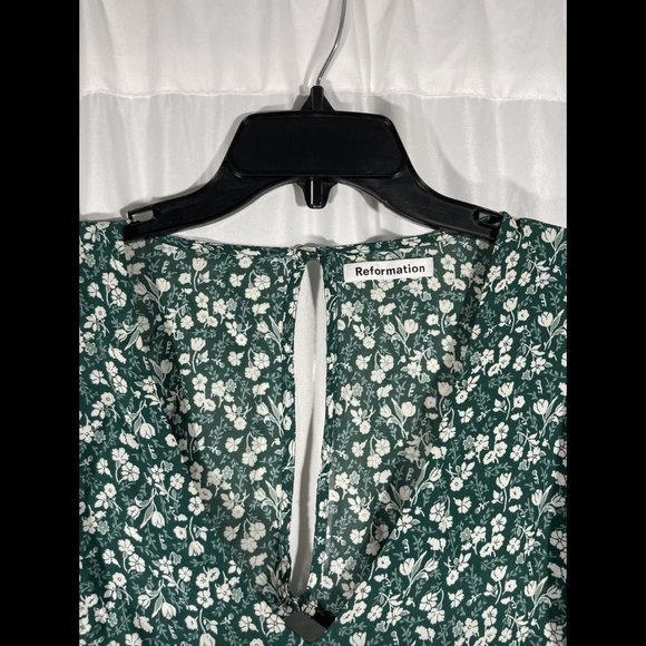 Reformation Elenor Open Back Green Mini Dress - Picture 7 of 14